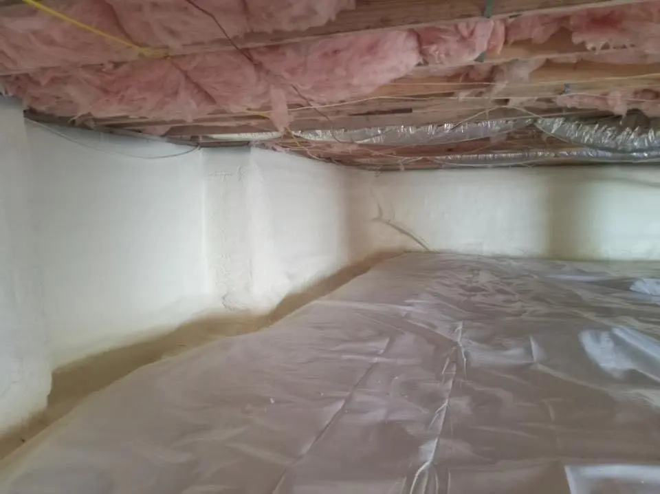 Crawl space encapsulation with closed-cell spray foam for Commercial Roof Restoration in Yuba City